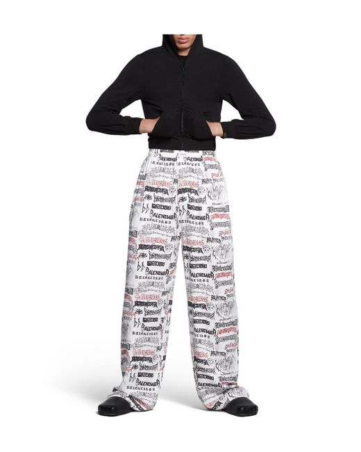 Balenciaga Diy Metal Allover Pyjama Casual Pants in White