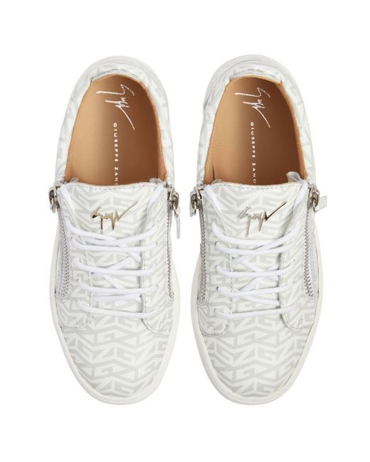 Giuseppe Zanotti White Frankie Monogram Lace-Up Sneakers for men