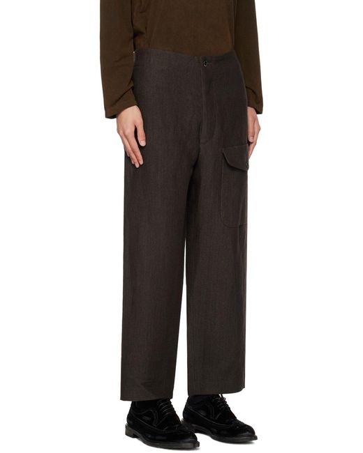 Uma Wang Black Brown Paxton Trousers for men