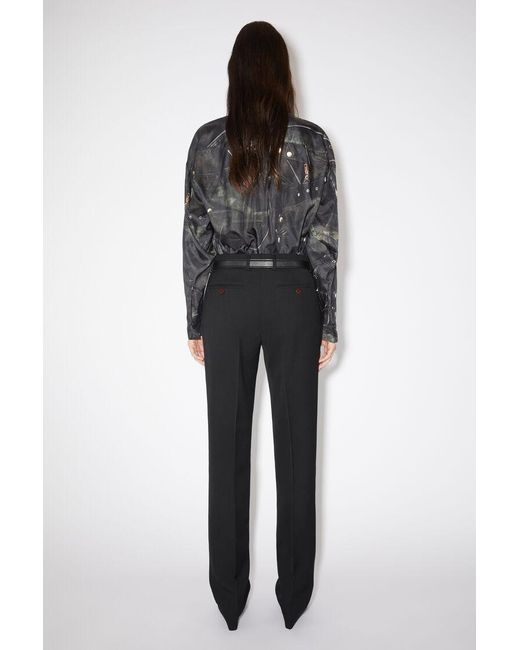 Acne Black Mid-Rise Tailored Trousers
