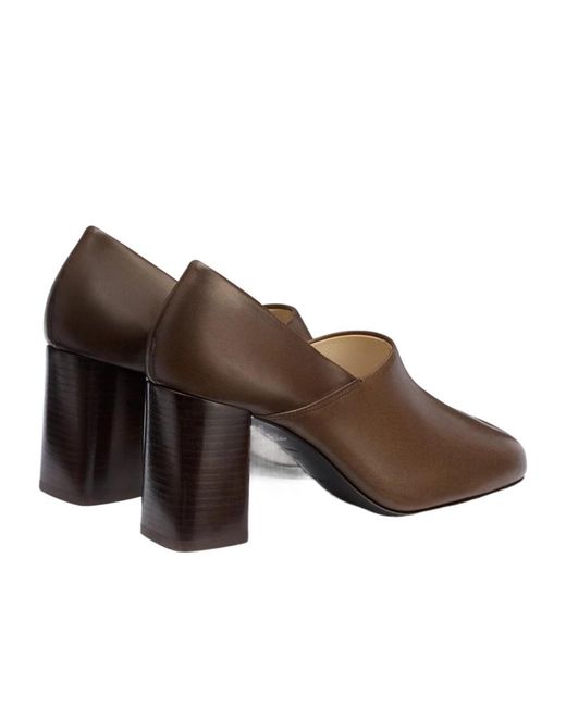 Lemaire Brown Square-Toe Heeled Pumps
