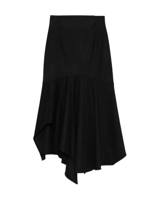 Alberta Ferretti Black Asymmetric Ruffled Skirt