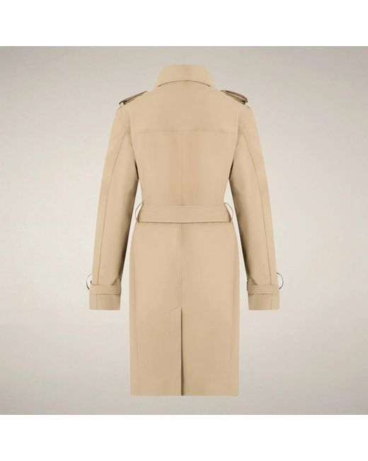 Save The Duck Natural Collared Long-Sleeved Trench Coat