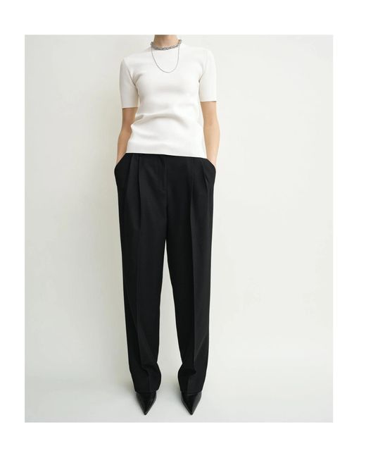 Totême Black Totême Double-Pleat Tailored Trousers