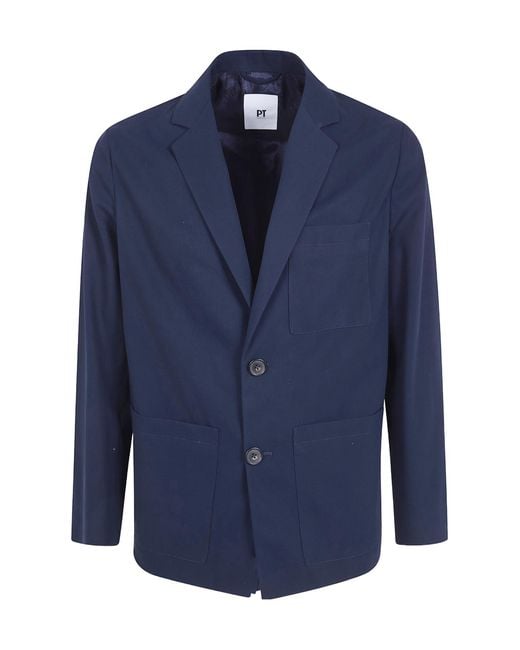 PT01 Blue Single Breasted Jacket for men
