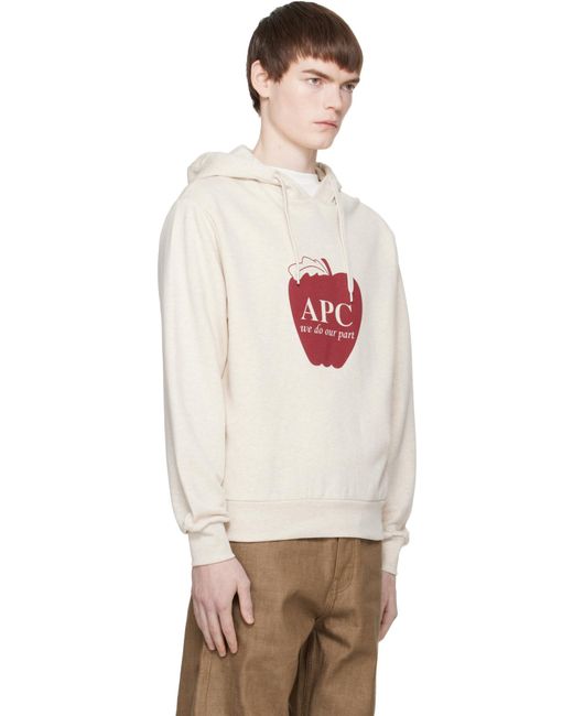 A.P.C. White Logo Printed Drawstring Hoodie for men