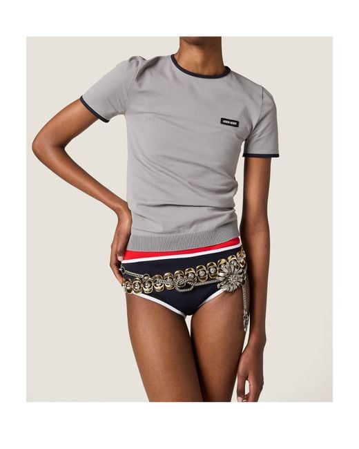 Miu Miu Blue Technical Knit Swimsuit Bottom