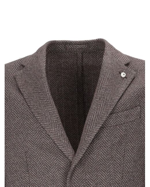 Lubiam Gray Long-Sleeve Blazer for men