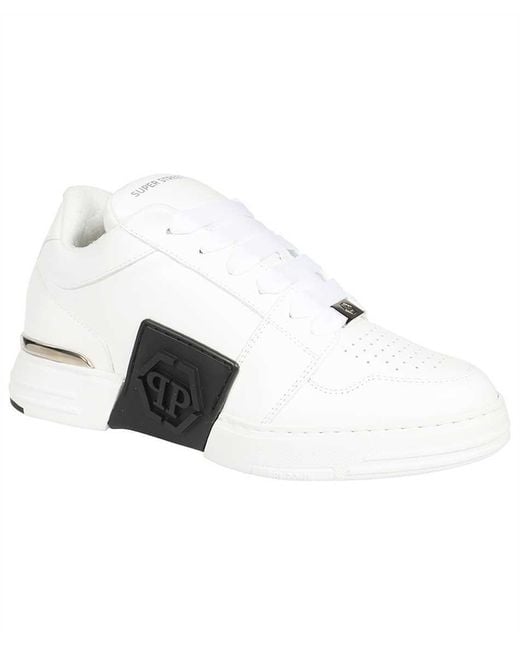 Philipp Plein White Logo Low Upper Board Shoes for men