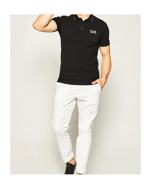 EA7 Blue Logo-Print Polo Shirt for men