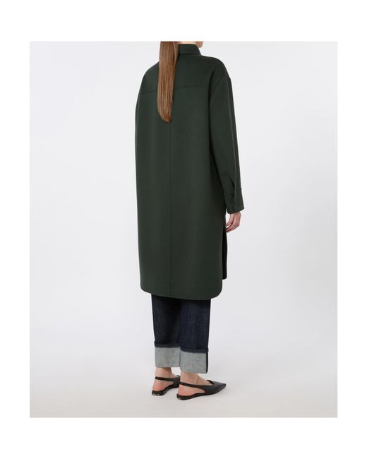 Max Mara Green Virgin Wool Button-Down Coat