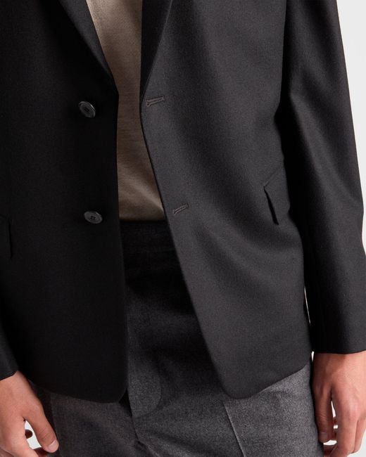 Prada Black Single-Breasted Wool Blend Jacket for men