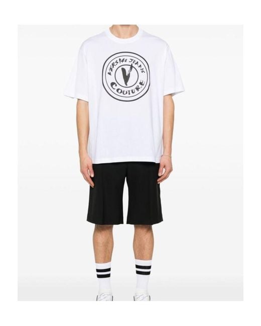 Versace Jeans White V-Emblem T-Shirt for men