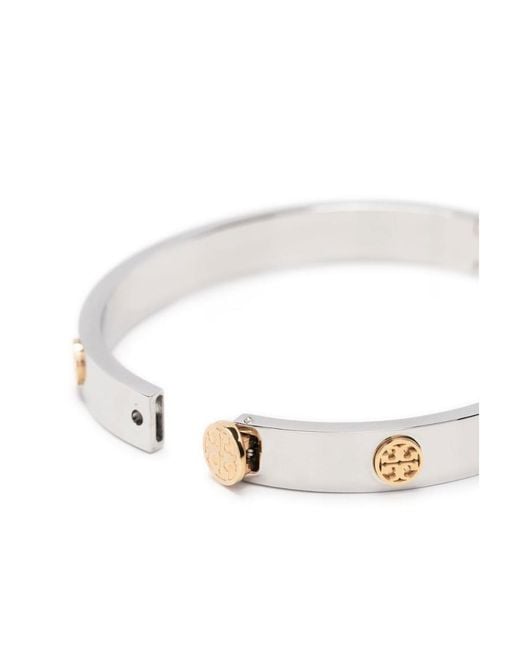 Tory Burch White Miller Studded Hinge Bracelet