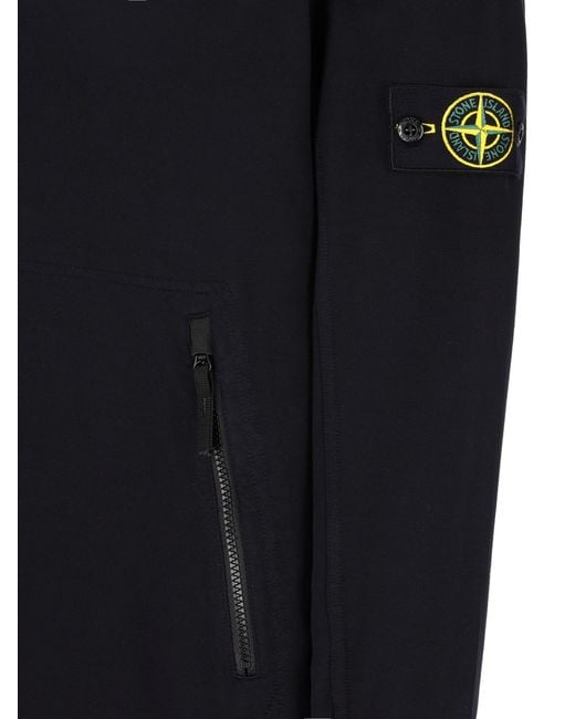 Stone Island Black Compass-Patch Hoodie for men