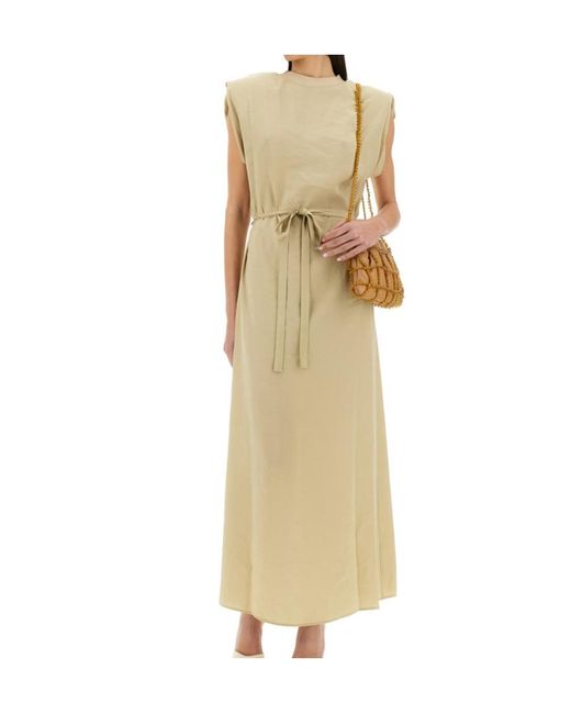 Alysi Natural Belted Sleeveless Maxi Dress