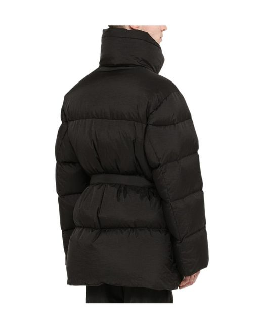Off-White c/o Virgil Abloh Black Logo Printed Belted Puffer Jacket for men
