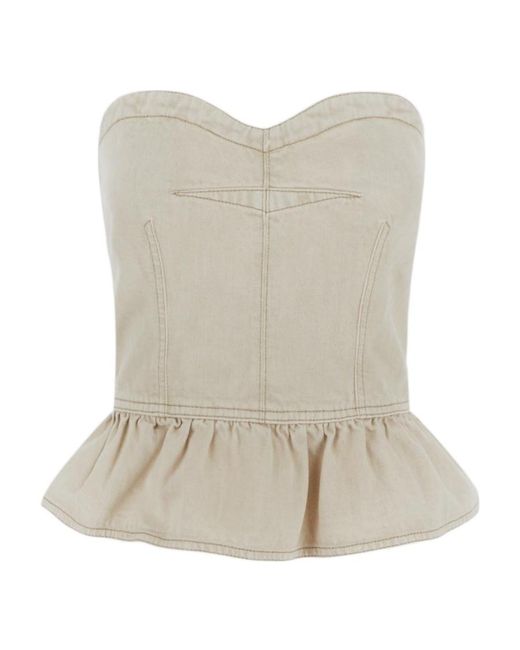 Isabel Marant Natural Strapless Denim Top