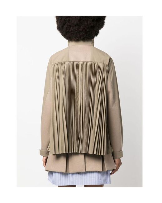 Sacai Natural Pleated Panelled Jacket