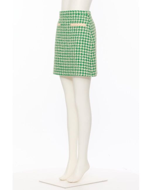 Valentino Green Houndstooth Tweed Short Skirt