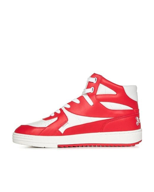Palm Angels Red University High-Top Leather Sneakers for men