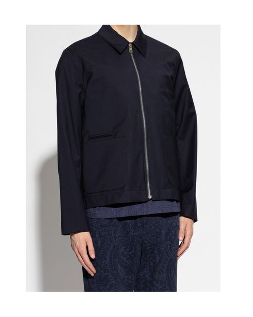 Paul Smith Blue Long-Sleeved Zip-Up Jacket for men