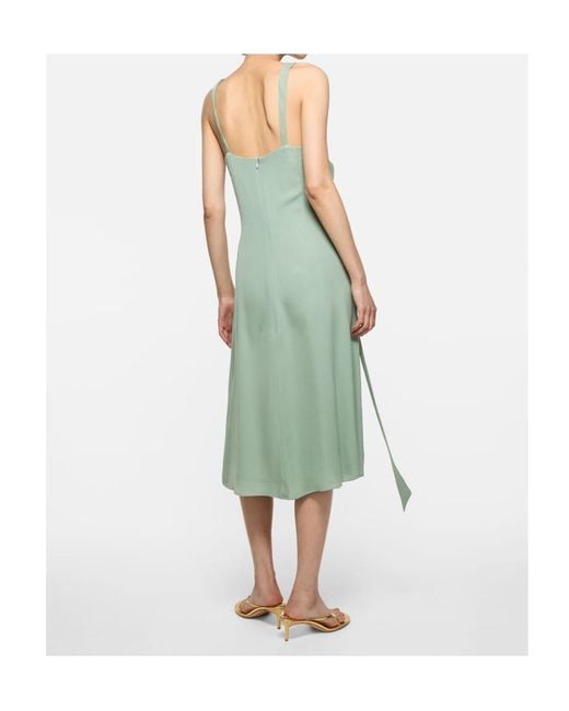 Acne Green Bow-Detail Silk Midi Dress