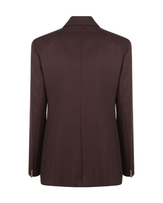 Elisabetta Franchi Brown Double-Breasted Long-Sleeved Jacket