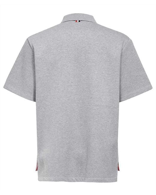 Thom Browne Gray Rwb Pocket Trim Polo Shirt for men
