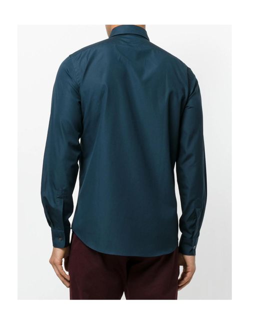 Aspesi Blue Long-Sleeved Button-Down Shirt for men