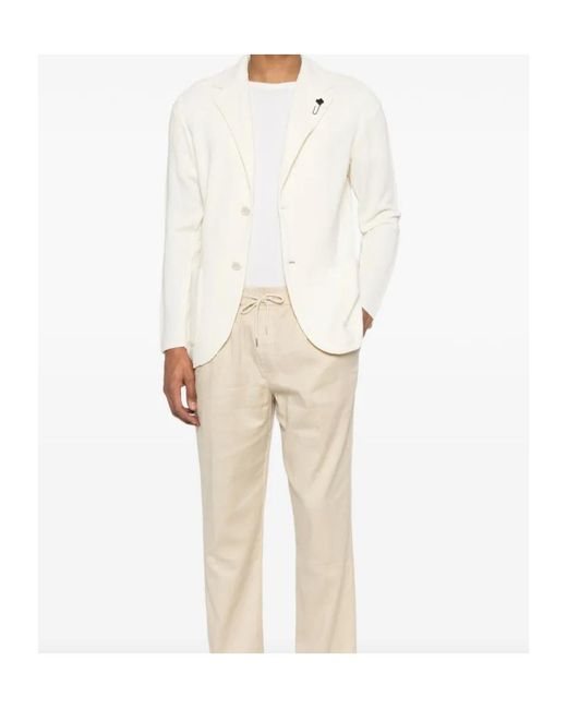 Lardini White Textured Single-Breasted Blazer for men