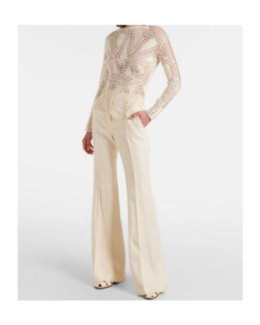 Gabriela Hearst Natural Caps Crochet Wool And Cashmere Top