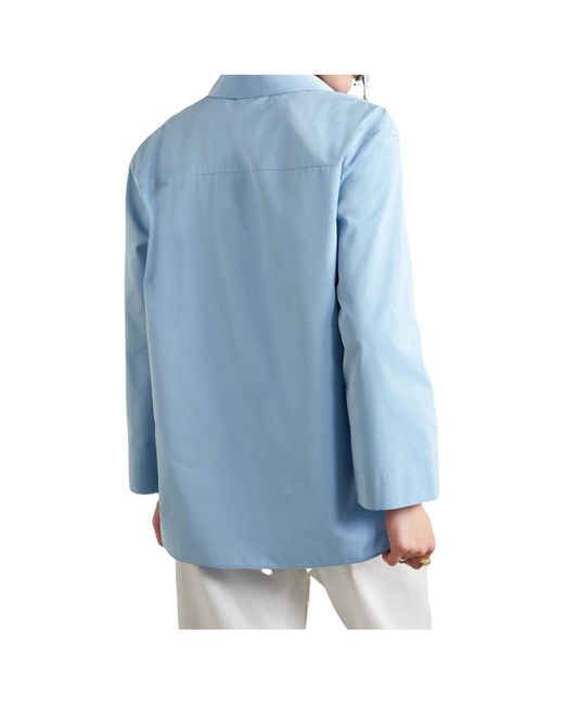 Lafayette 148 New York Blue Cotton-Sateen Top