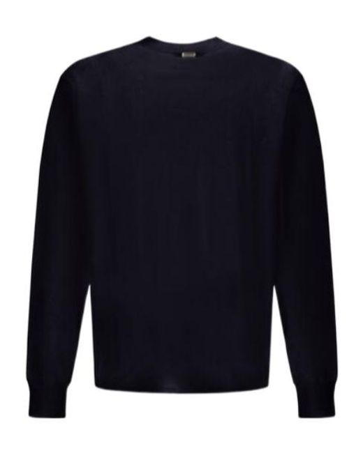 Herno Blue Crewneck Long-Sleeved Jumper for men