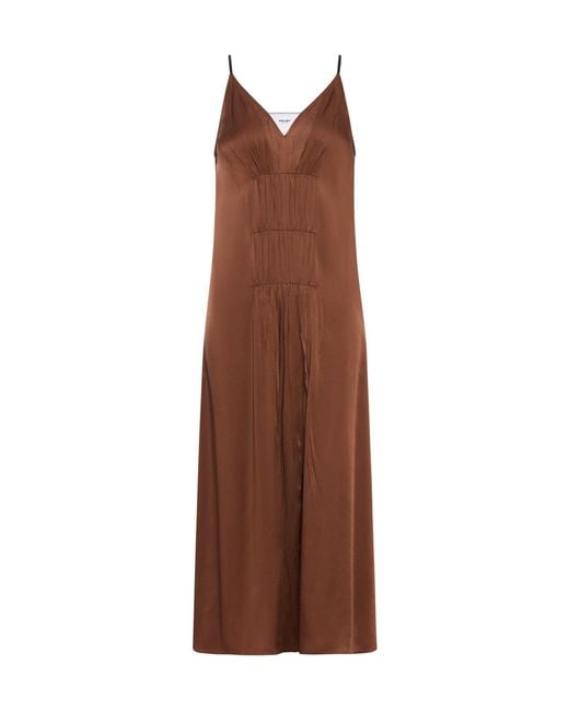 Prada Brown V-Neck Midi Dress