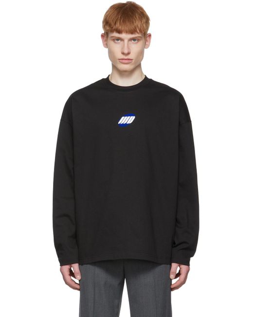 we11done Black Logo-Print Cotton Sweater for men