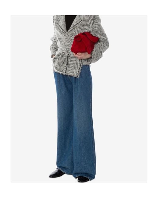 Alberta Ferretti Blue Wide Leg Denim Jeans