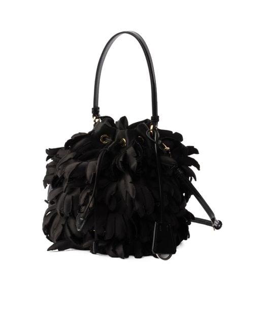 Prada Black Mini Satin And Patent Leather Bag