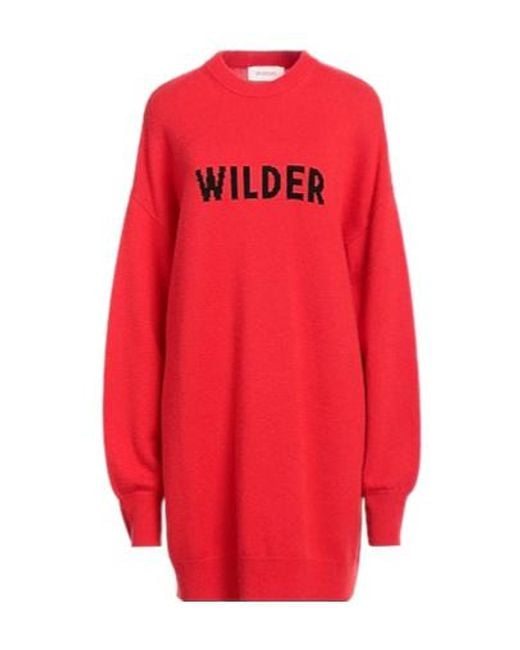 Sportmax Red Two-Tone Long-Sleeve T-Shirt Dress