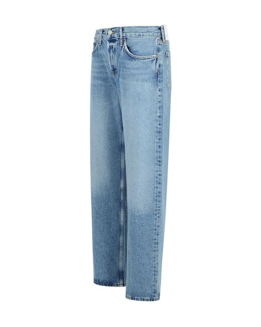 Agolde Blue Low-Waist Straight Jeans