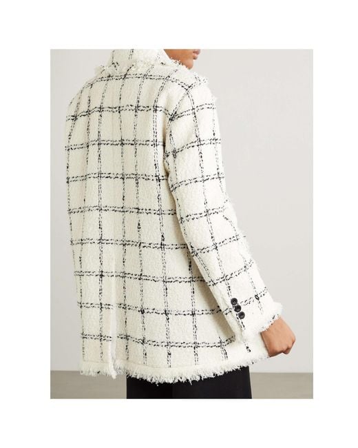 Sacai Natural Grid Tweed Double-Breasted Blazer