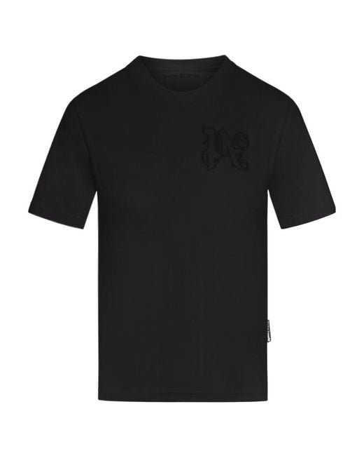 Palm Angels Black Monogram Embroidered Crewneck T-Shirt