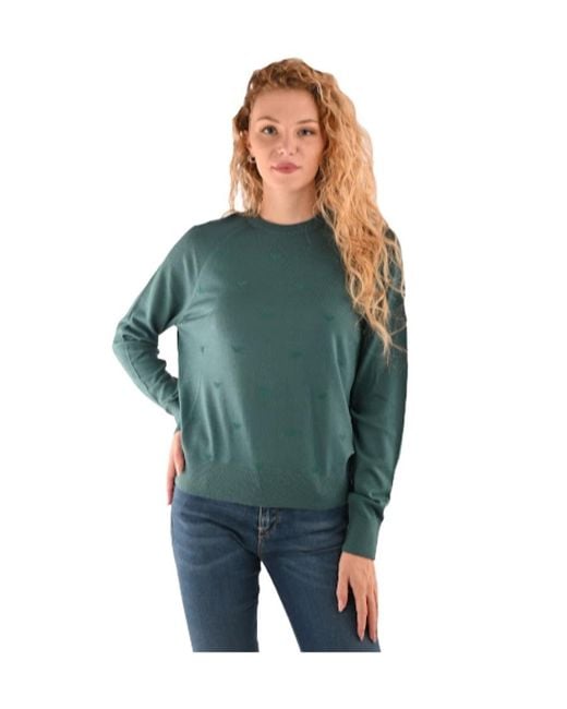 Emporio Armani Green Logo-Embroidered Jumper