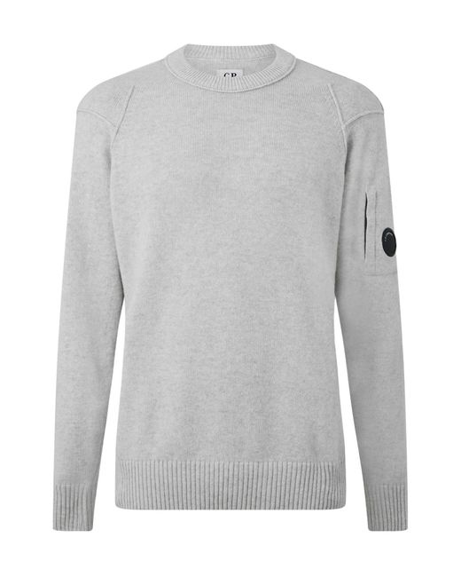 C P Company Gray Knit Crew Neck Sweater for men