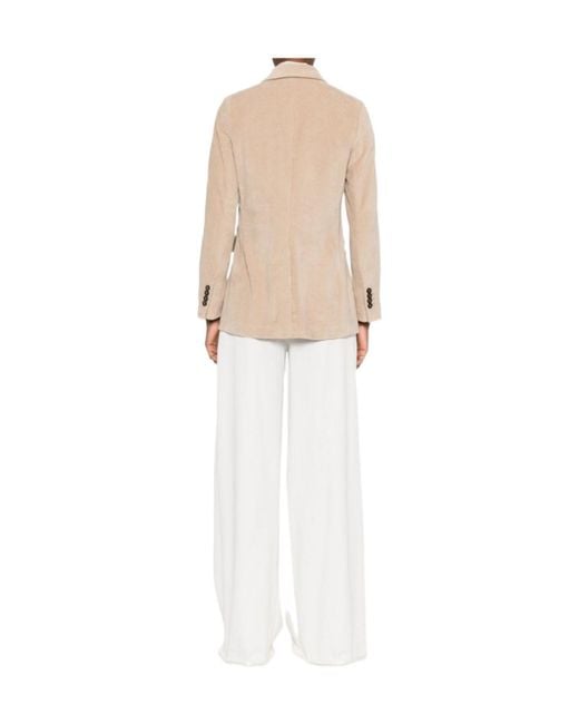 Circolo 1901 White Double-Breasted Velvet Jacket