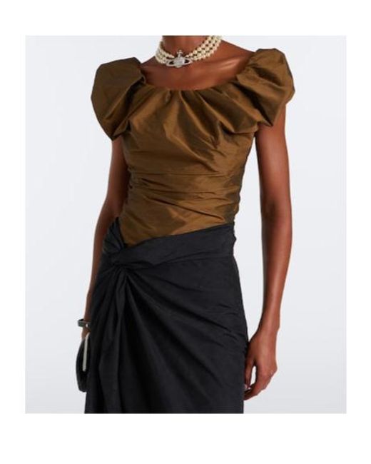 Vivienne Westwood Brown Ginnie Off-Shoulder Twill Top