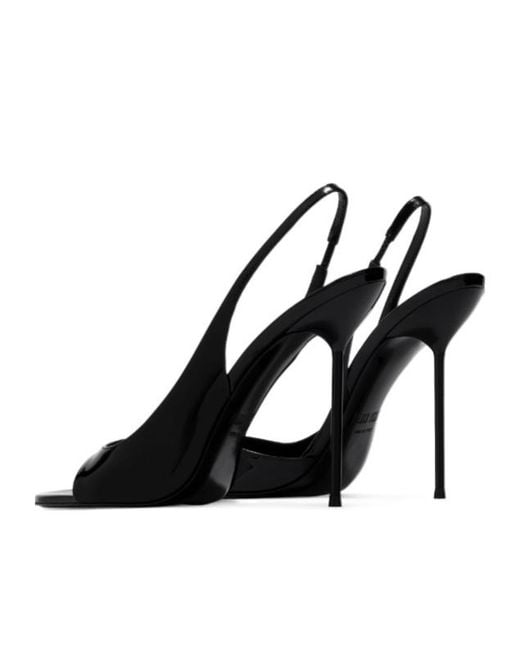 Paris Texas Black Slingback Open-Toe Pumps