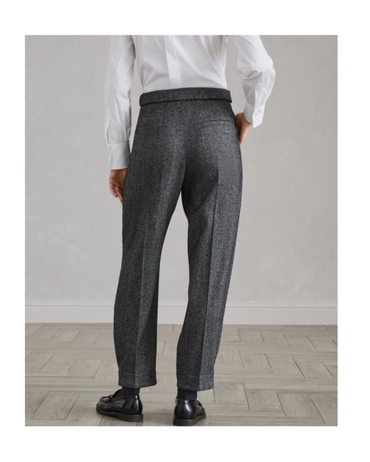 Brunello Cucinelli Gray Heringbone Cropped Trousers