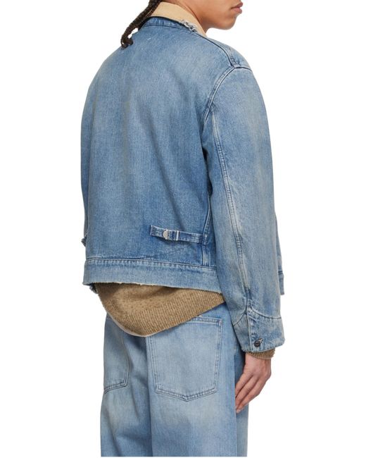Maison Margiela Blue Zip-Up Denim Bomber Jacket for men