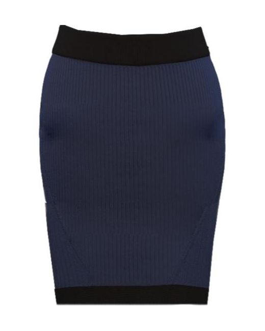 Balmain Blue Knitted Midi Skirt